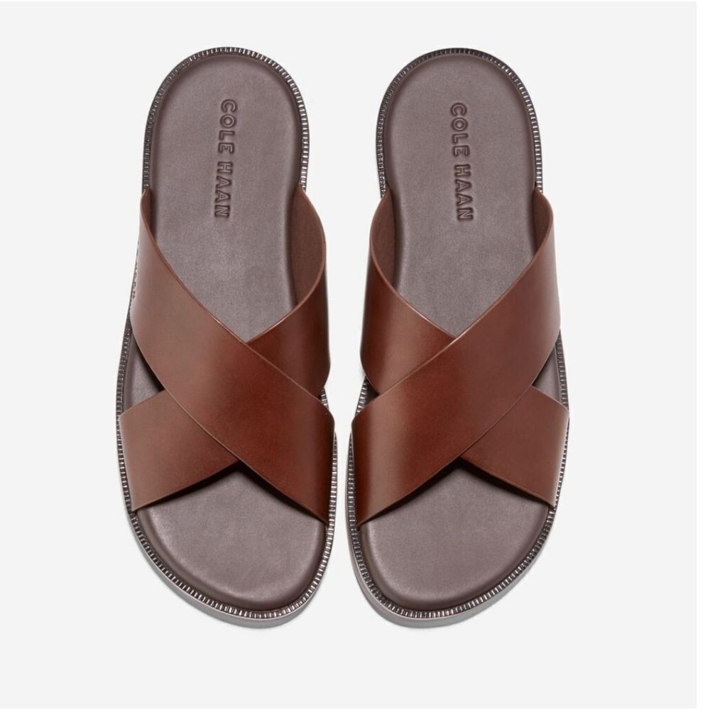 Cole Haan Mens Brown Leather Nantucket Cross Steap Sandals Size 7 w/Box!